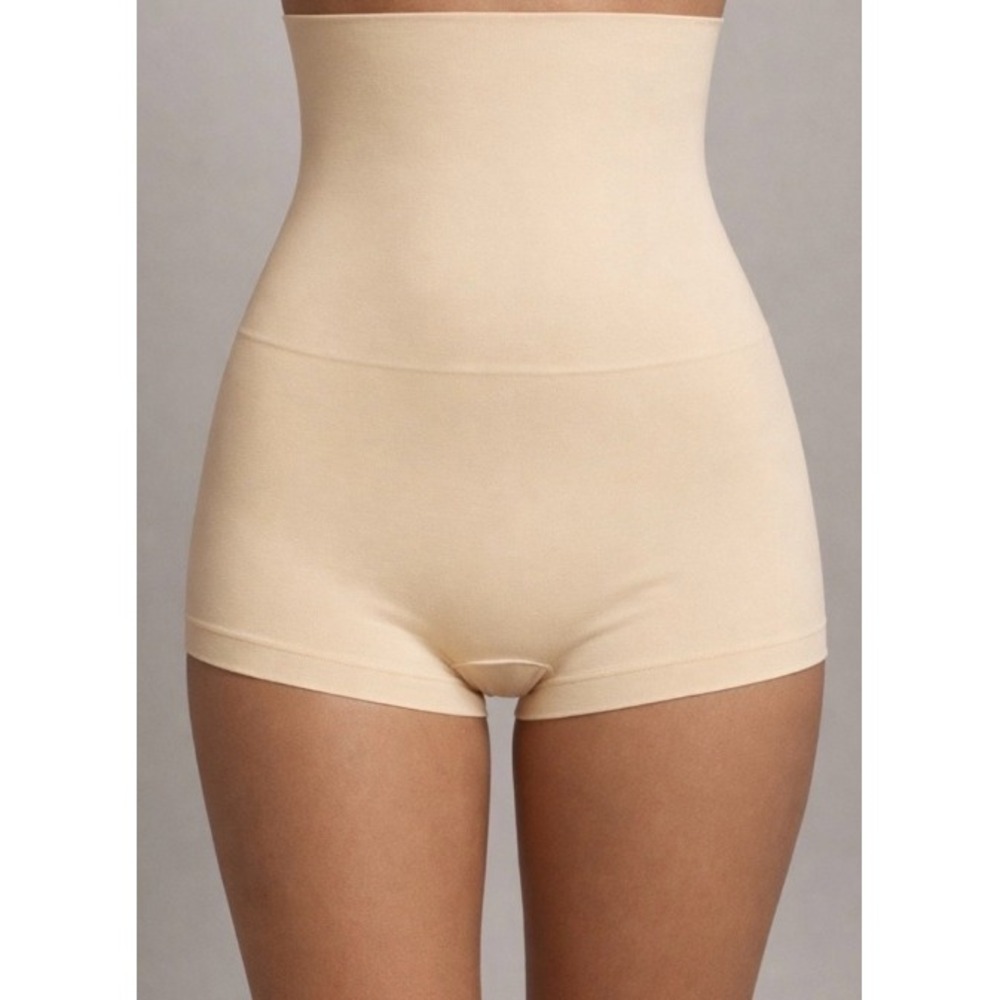 Shapermint High Waisted Shaper Boyshort Womens L Cream Tummy Control Pull On NWT